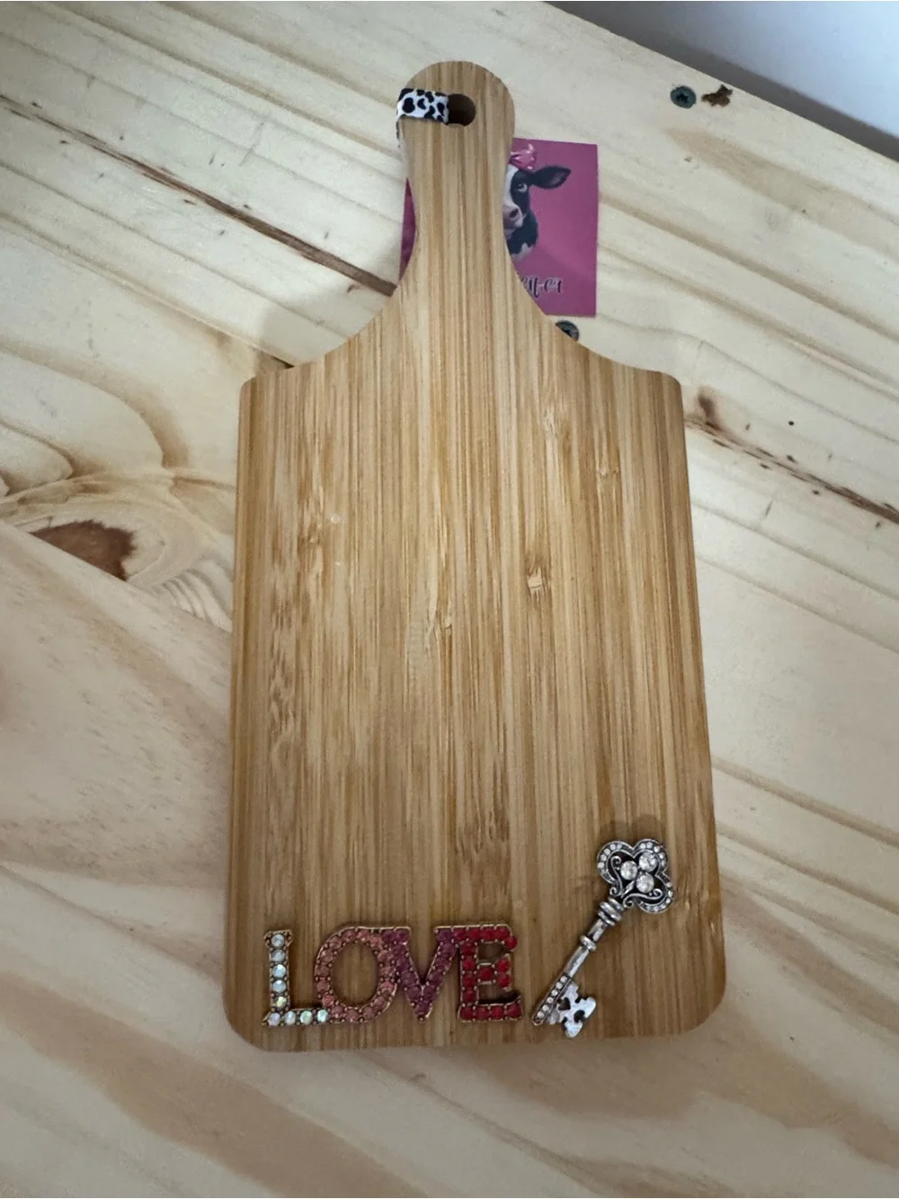 Wooden Kitchen Accent with Pink and Red LOVE Embellishment